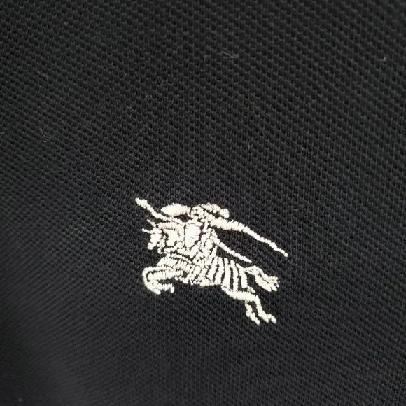 Men's Burberry Brit 100% Cotton Long Sleeve Polo S Black - Picture 10 of 16